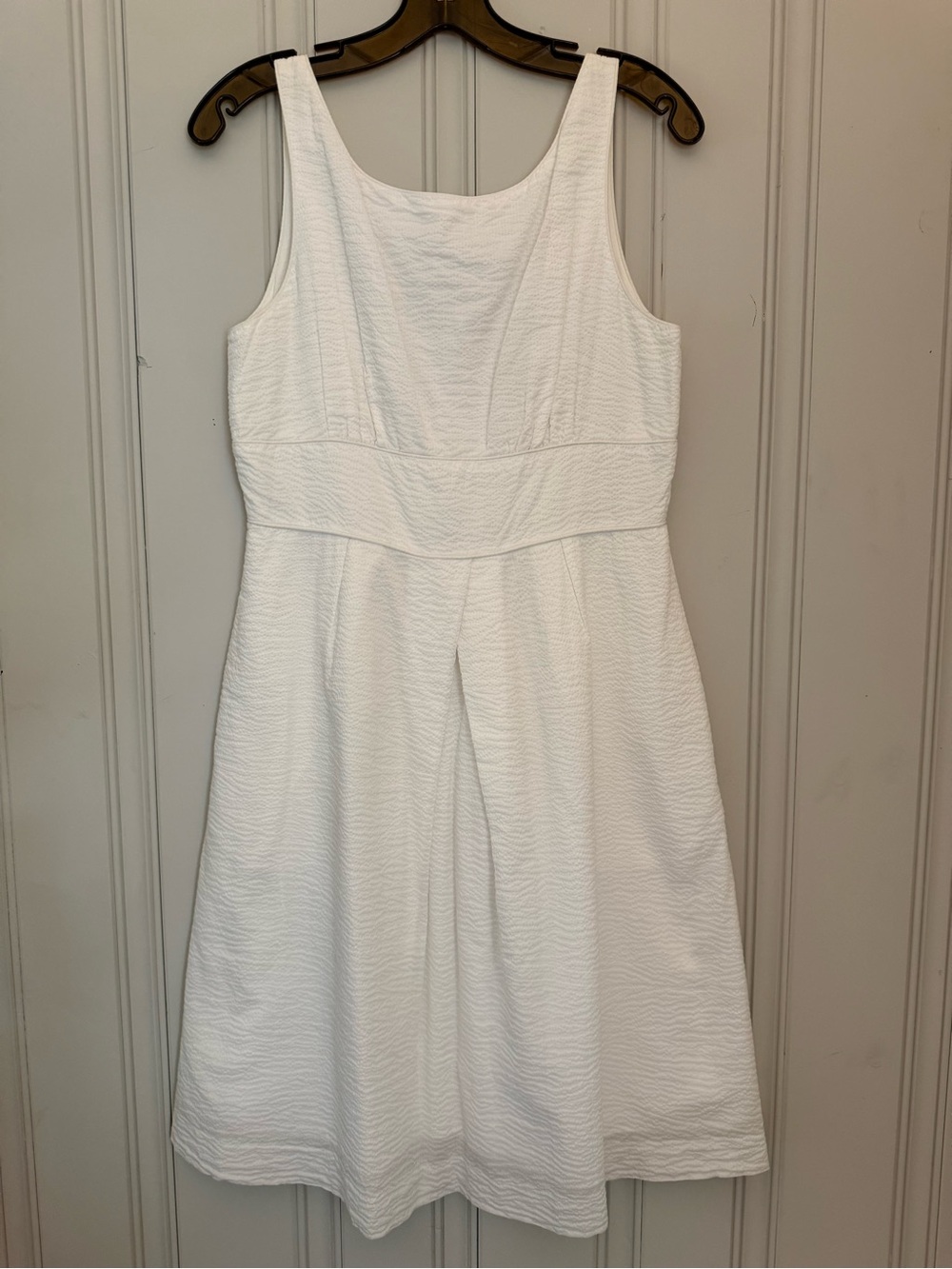 J. Crew Textured White Sleeveless Midi Dress